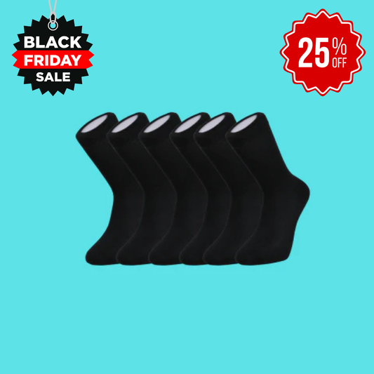 Duchy Everyday Merino Socks - 6 Pair Bundle Black