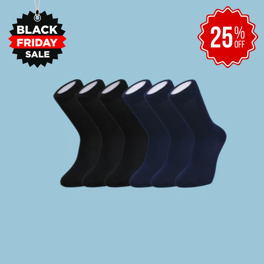 Duchy Everyday Merino Socks - 6 Pair Bundle Black & Navy