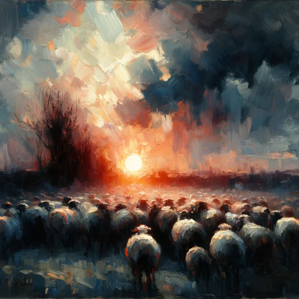 Dusk Silhouettes Sheep Canvas