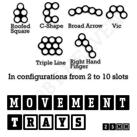 25mm Movement Trays for Tabletop Games | Wargaming | Full Range