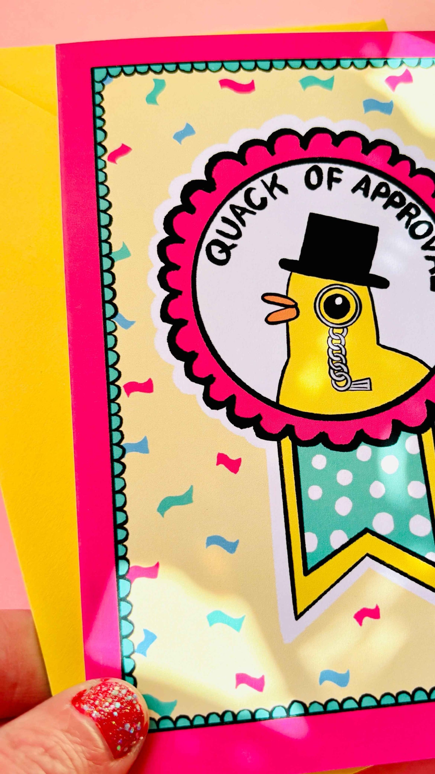 Funny Duck Quack of approval A6 Blank Greetings Card for Graduation, Well done, Engagement etc
