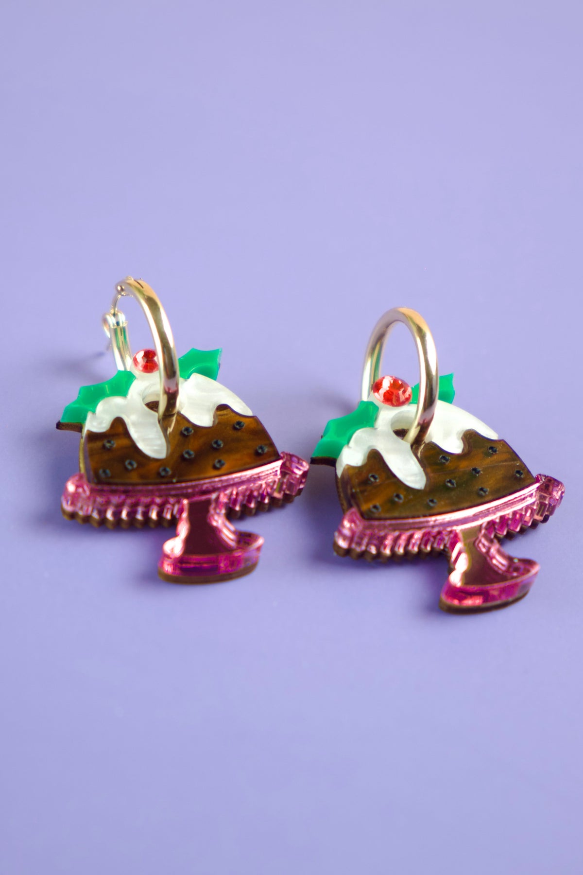 Christmas Pudding Hoop Earrings