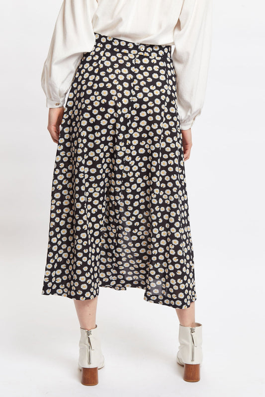 Louche Edie Daisy Dancer Midi Skirt - Black