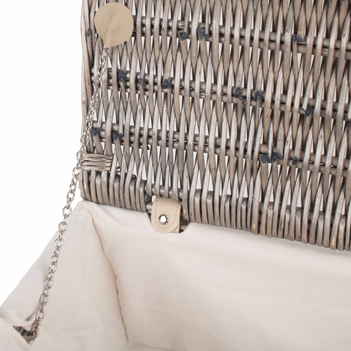 18 Inch Antique Wash Willow Hamper with White Lining
