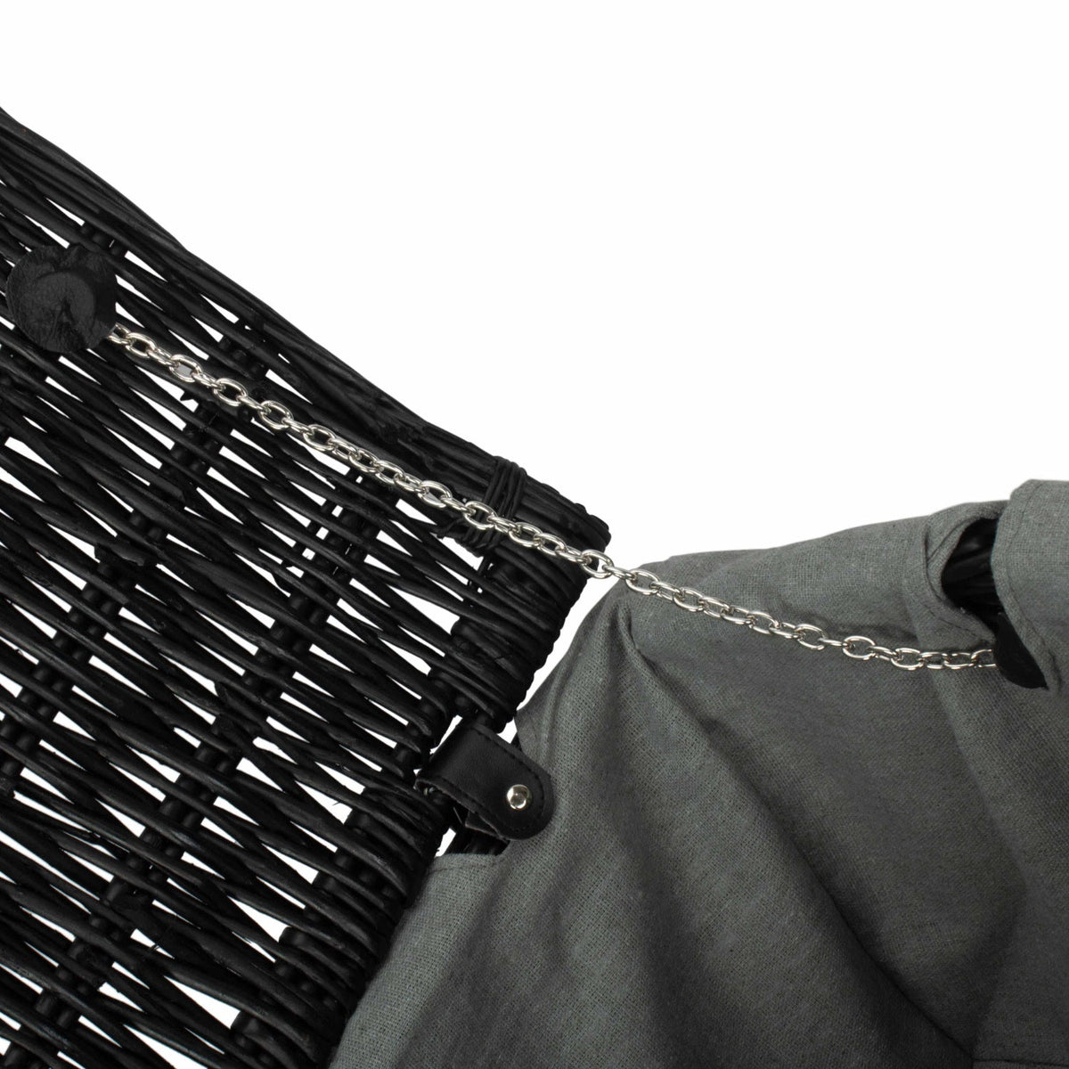 20 Inch Black Willow Hamper with Grey Sage Lining