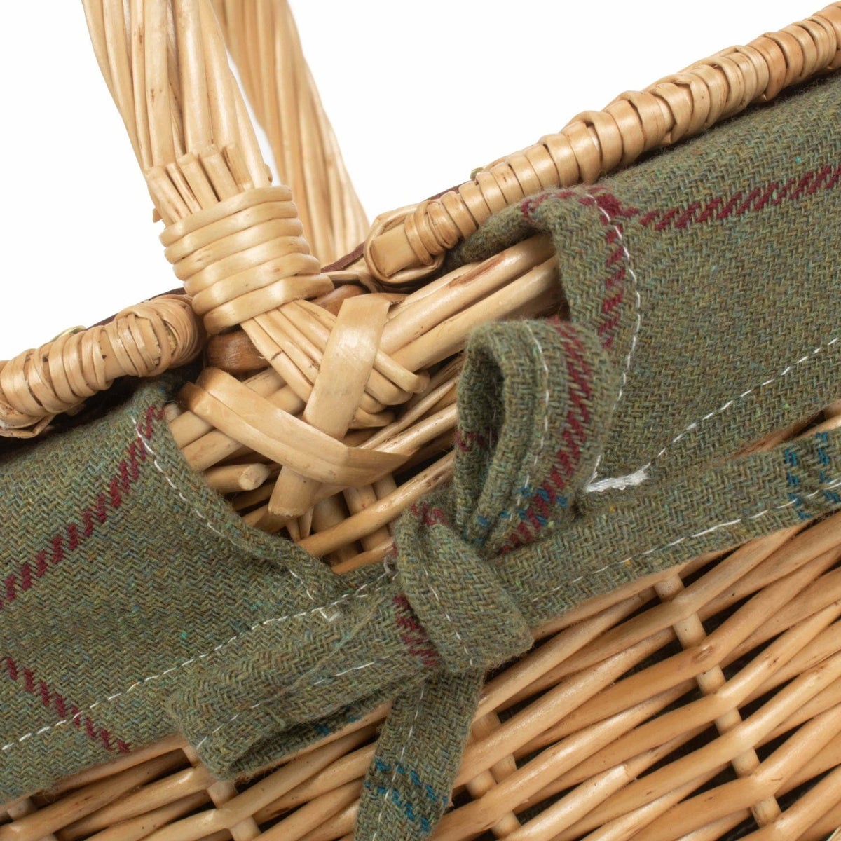 Child's Oval Willow Lidded Picnic Hamper with Green Tweed Lining