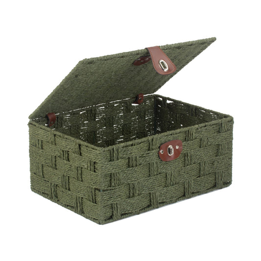 Large Paper Rope Hamper - Forest Green