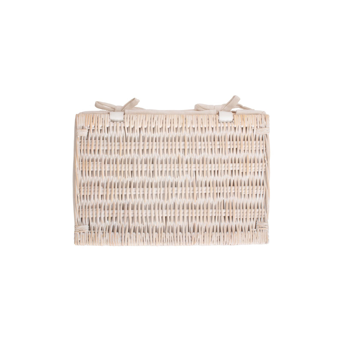 Medium White Wash Finish Willow Storage Hamper with White Lining