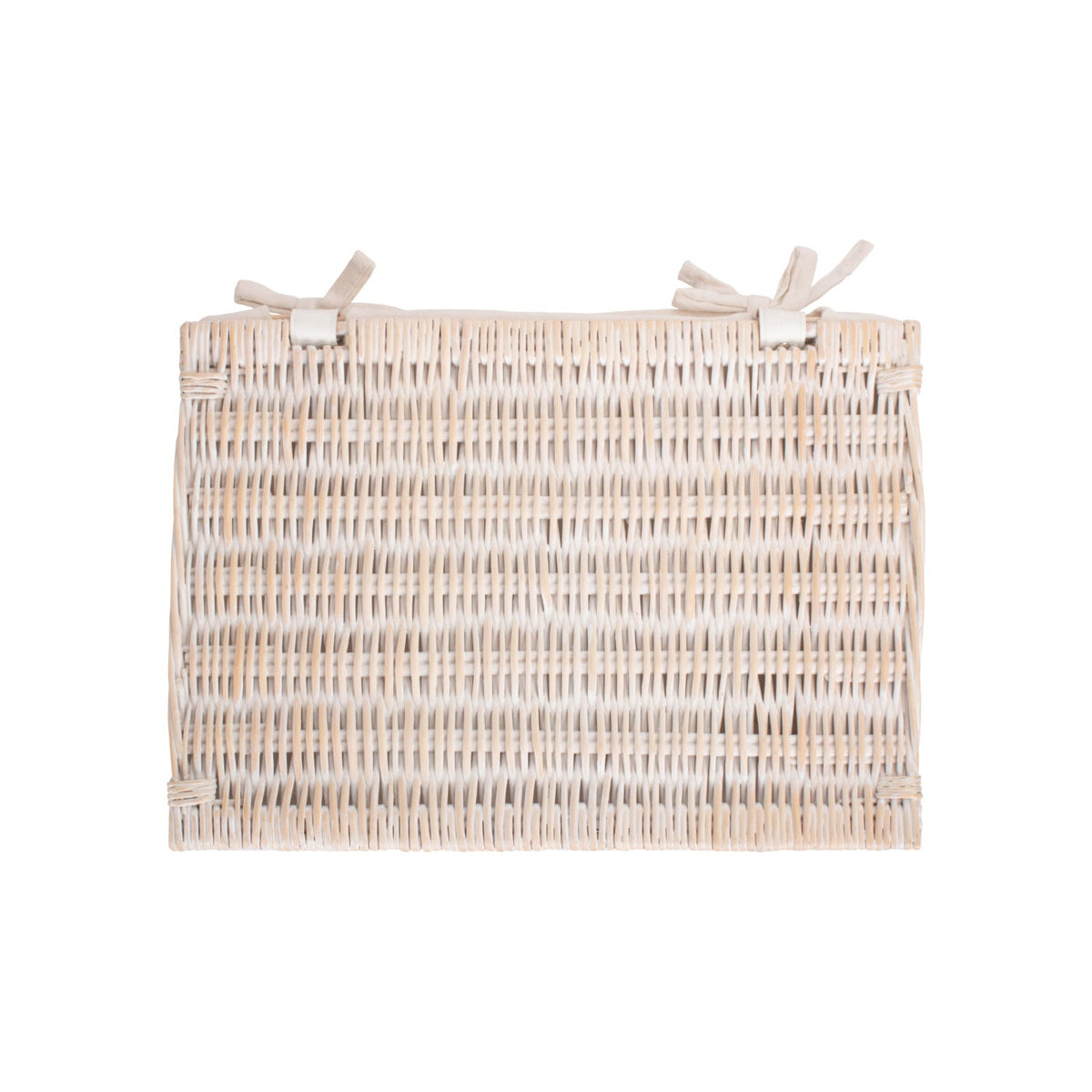 Large White Wash Finish Willow Storage Hamper with White Lining