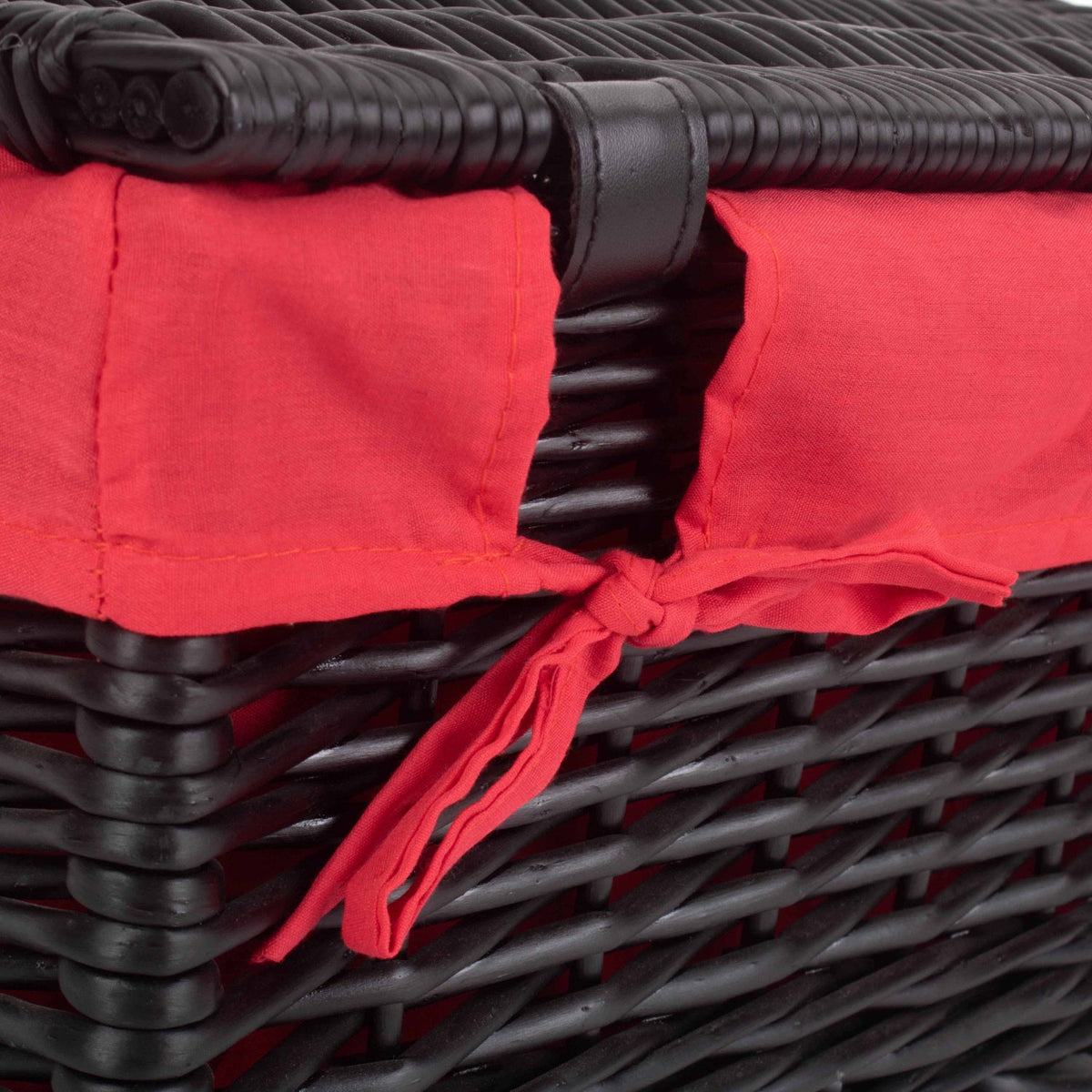 16 Inch Black Willow Hamper with Red Lining