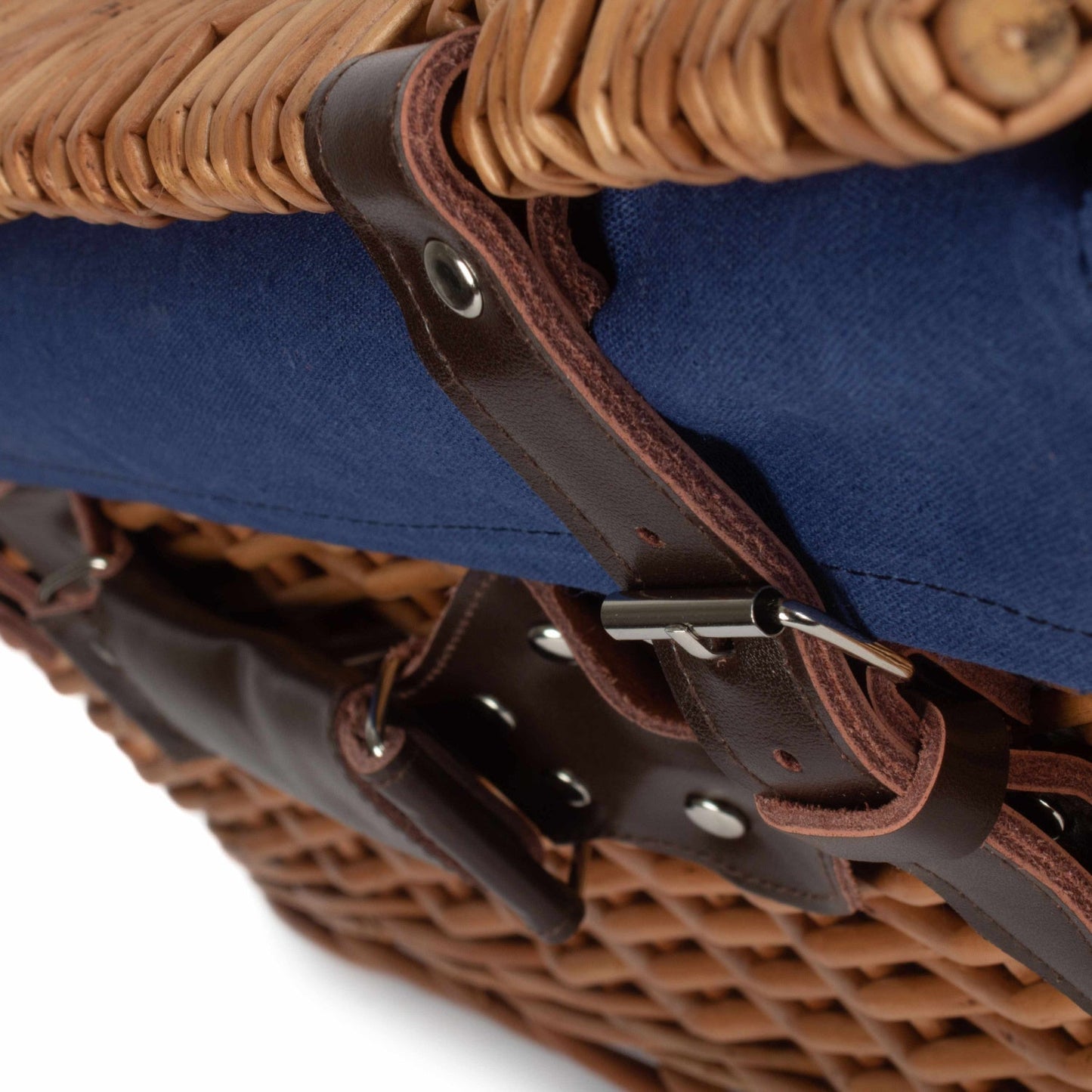 22 Inch Double Steamed Willow Hamper with Navy Blue Lining