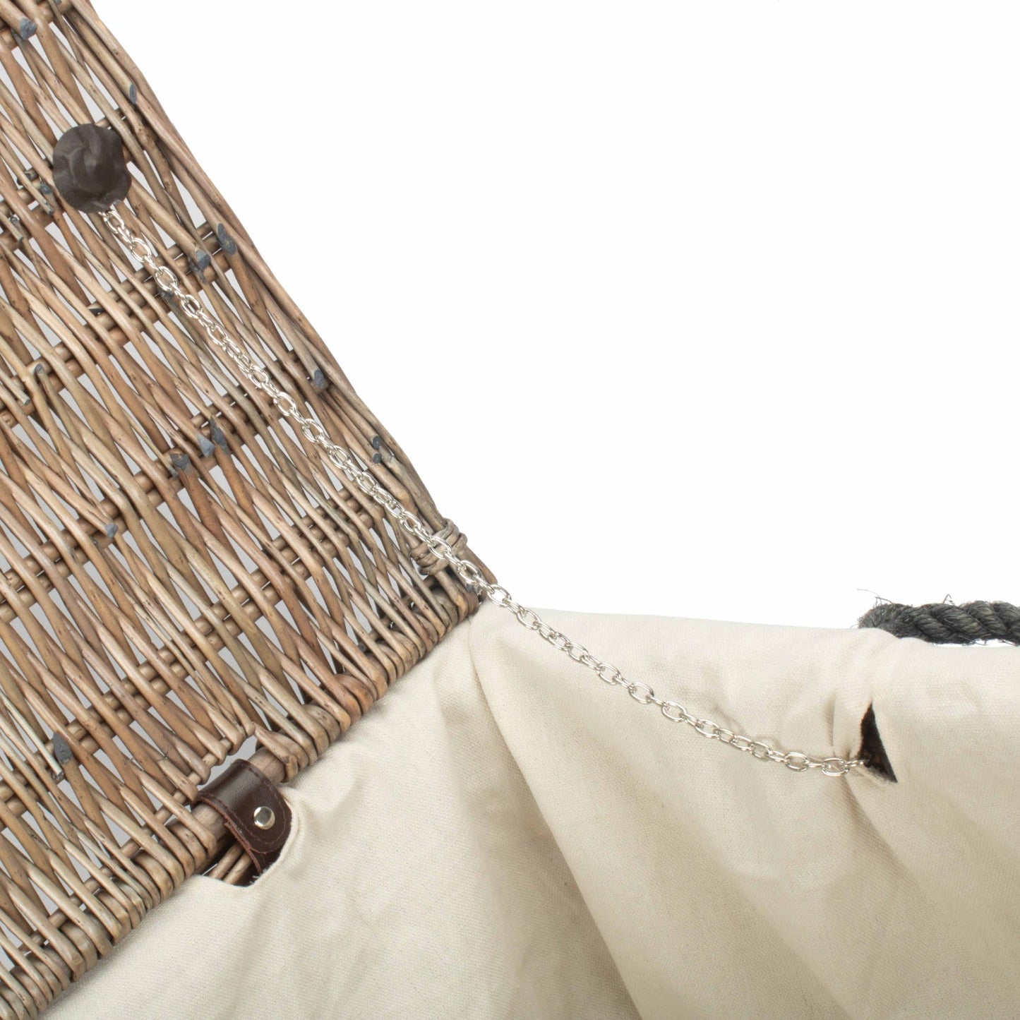 28 Inch Antique Wash Willow Rope Handled Hamper Trunk with White Lining