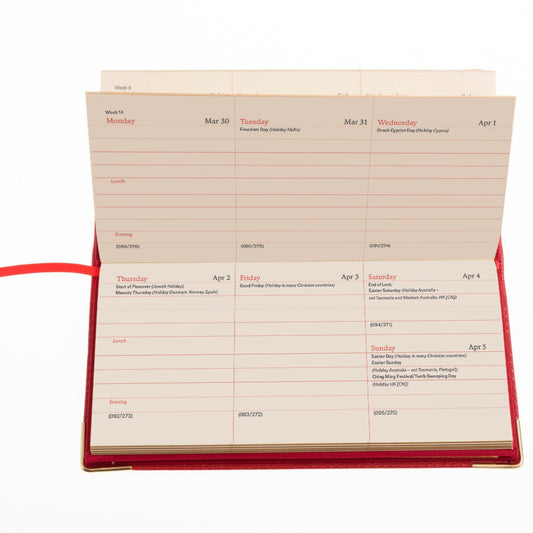 2026 Wallet Diary - Week-to-View Planner - Red