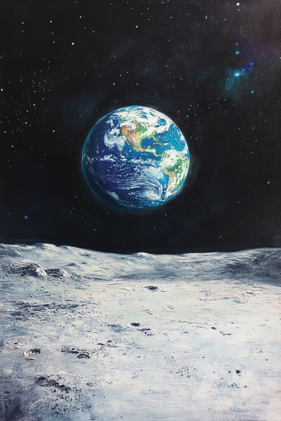 Earthrise Over Moon Canvas