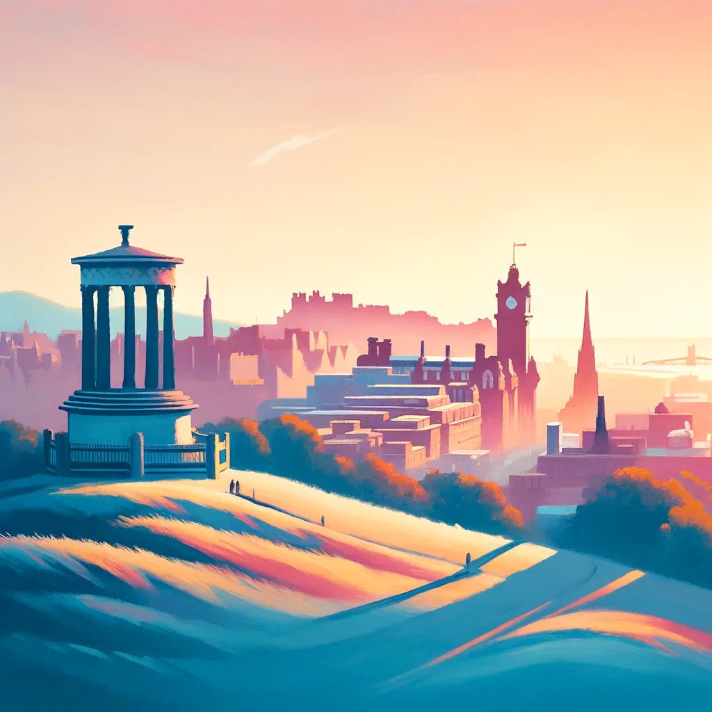 Edinburgh's Calton Hill Sunrise Minimalism Canvas