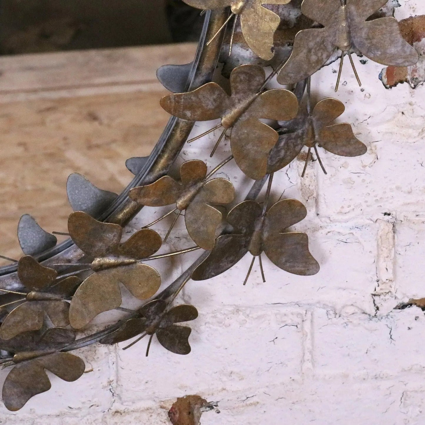 Eklora Gold Surround Butterfly Wall Mirror Oval Shape 90cm