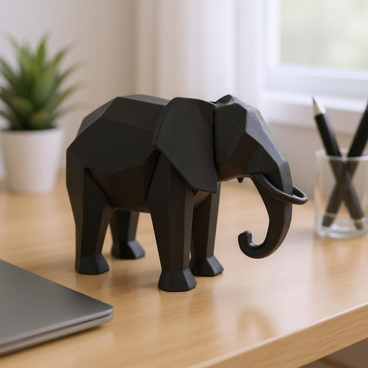 Low-Poly Elephant Statue - Geometric Modern Home Decor