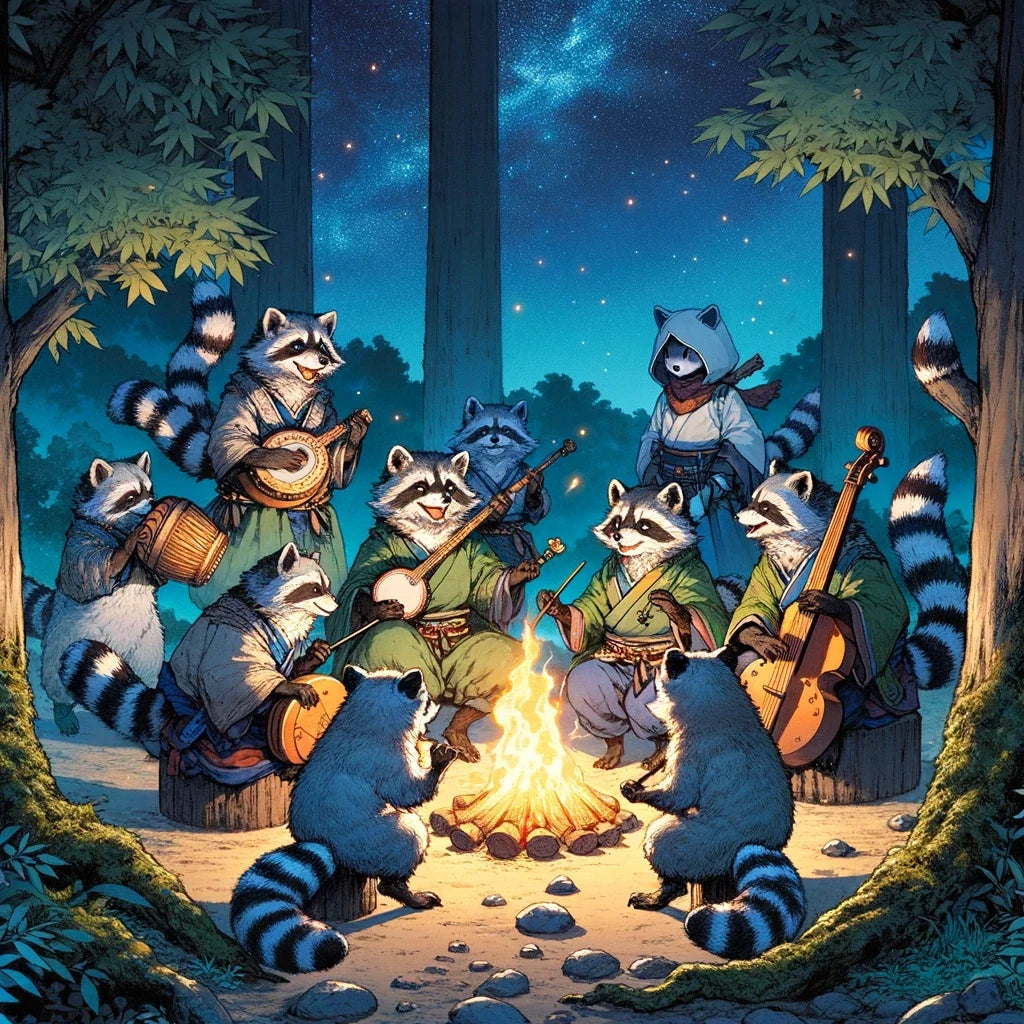 Enchanted Tanuki Festivity Cotton Cushion