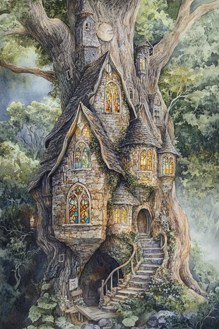 Enigmatic Elven Tree Canvas