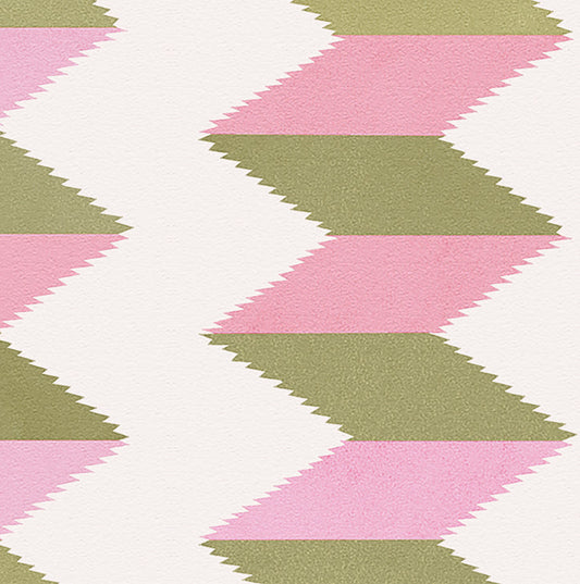 Escher Stripe - Jardin Rose - Wallpaper