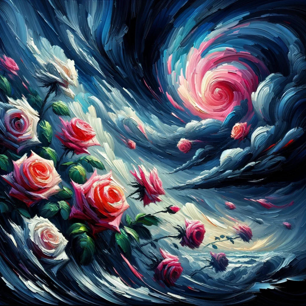 Expressionist Rose Storm Canvas