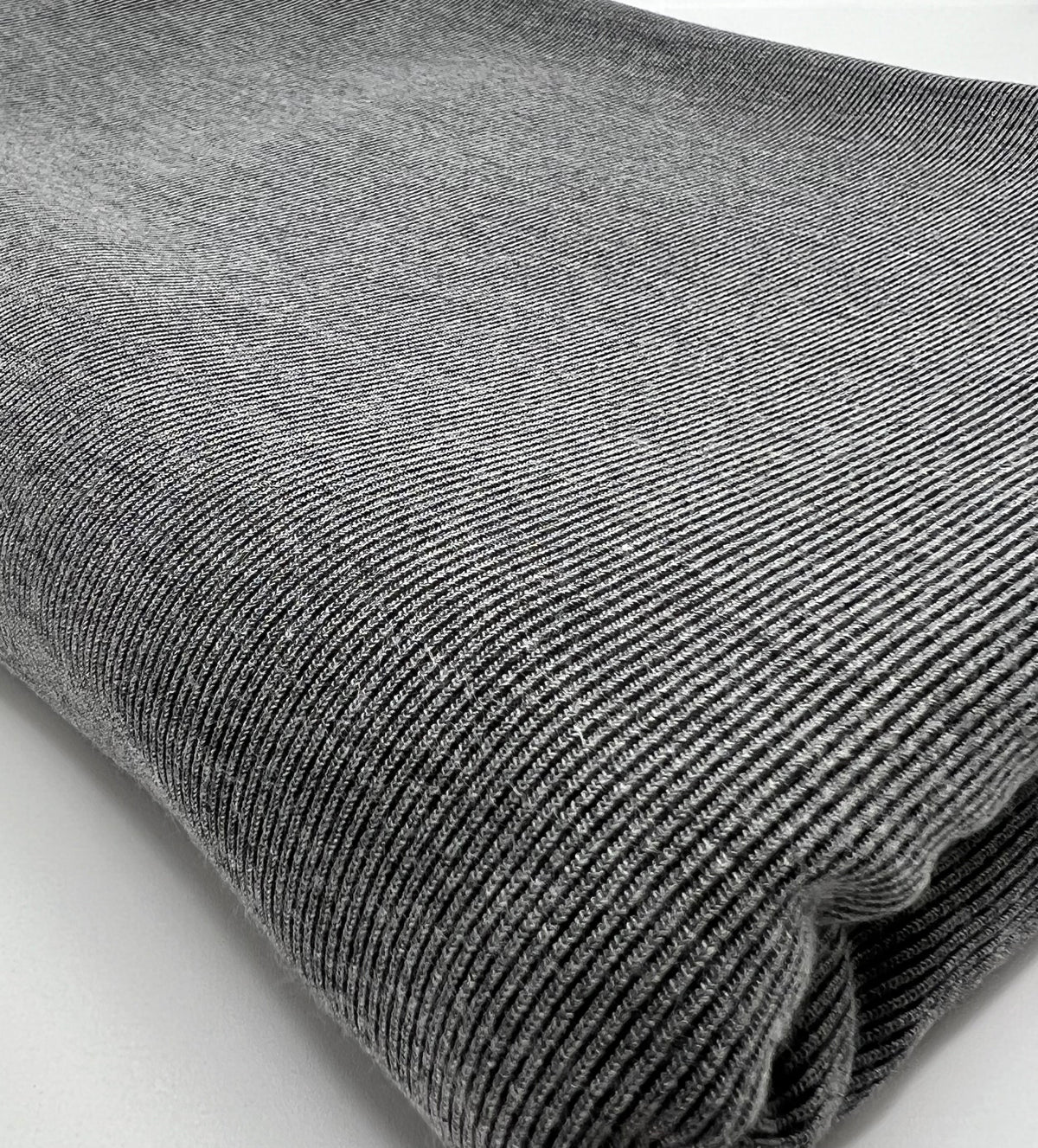 Grey Black Fine Rib Stretch Fabric
