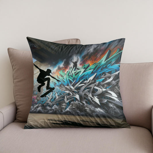Skater's Silhouette Cotton Cushion