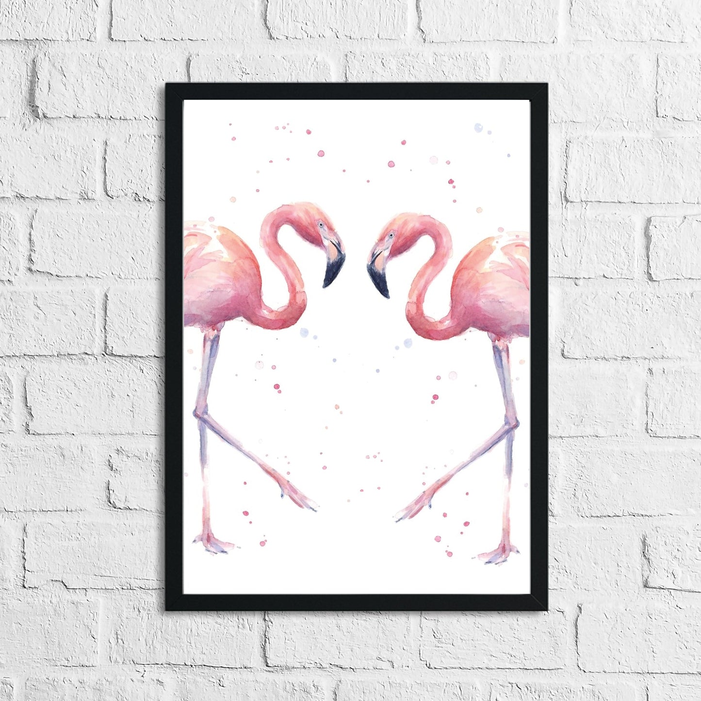 Pink Watercolour Flamingos Home Bedroom Living Room Wall Decor Print