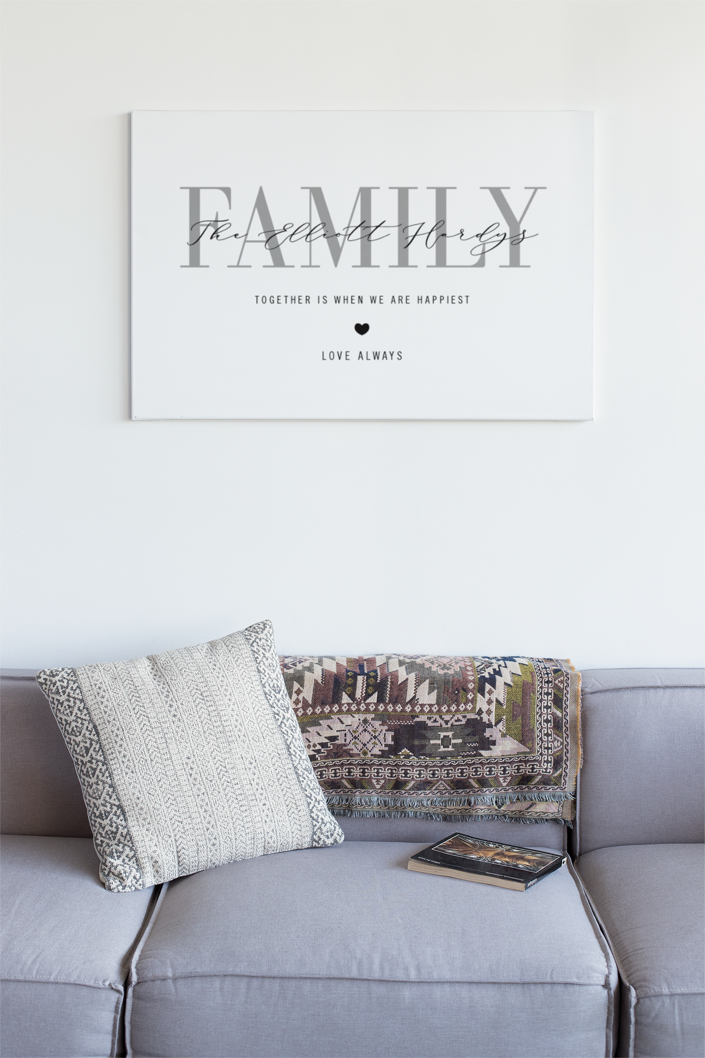 Personalised Family Surname Together Is When We Are Happiest Simple Home Wall Decor Print
