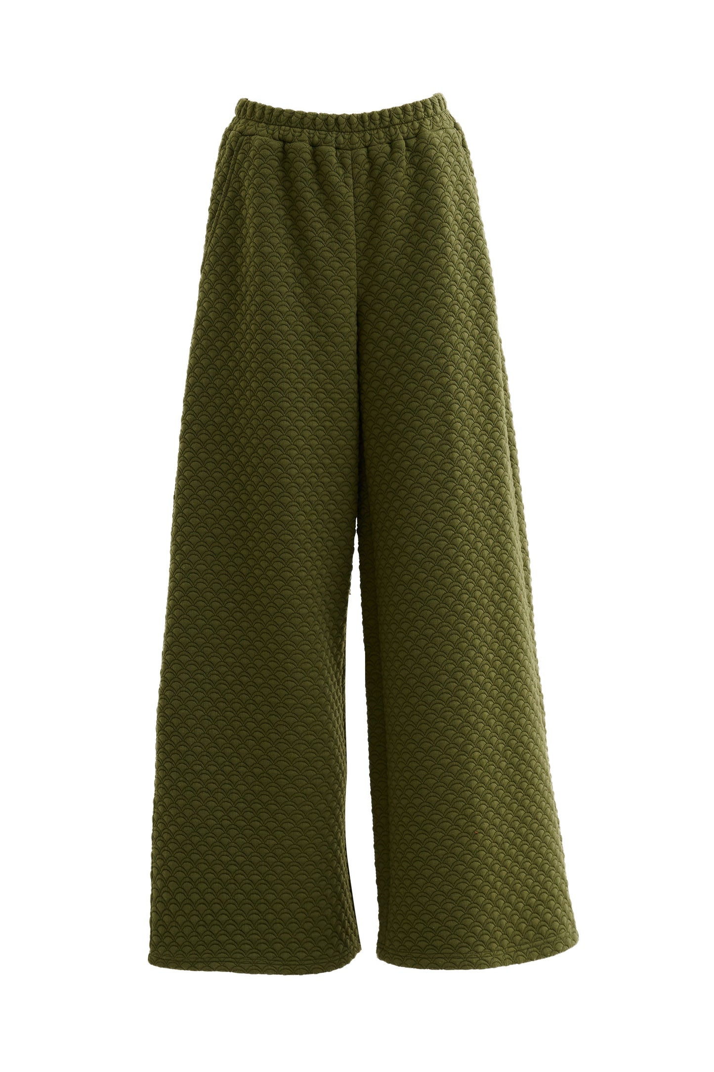Flory Scallop Quilt Wide Leg Trouser - Moss Green