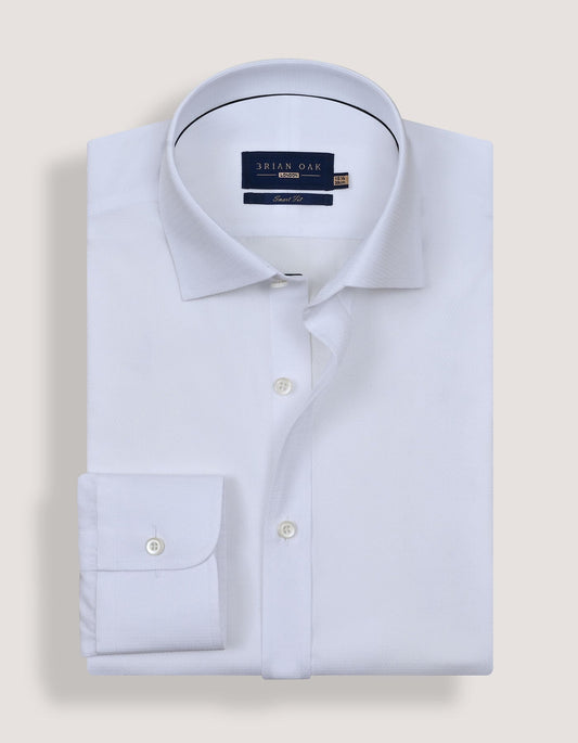Geometric Self Textured White Shirt