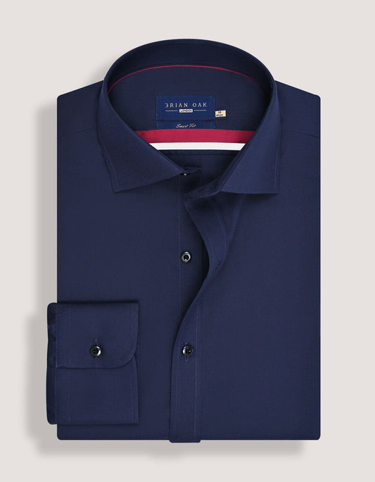 Navy Blue Easy Iron Cotton Dress Shirt