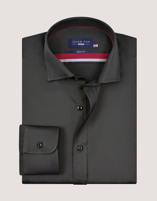 Charcoal Plain Satin Dress Shirt