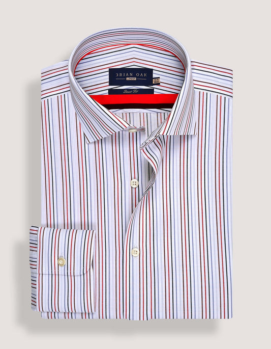 Red Multicolour Stripes Shirt