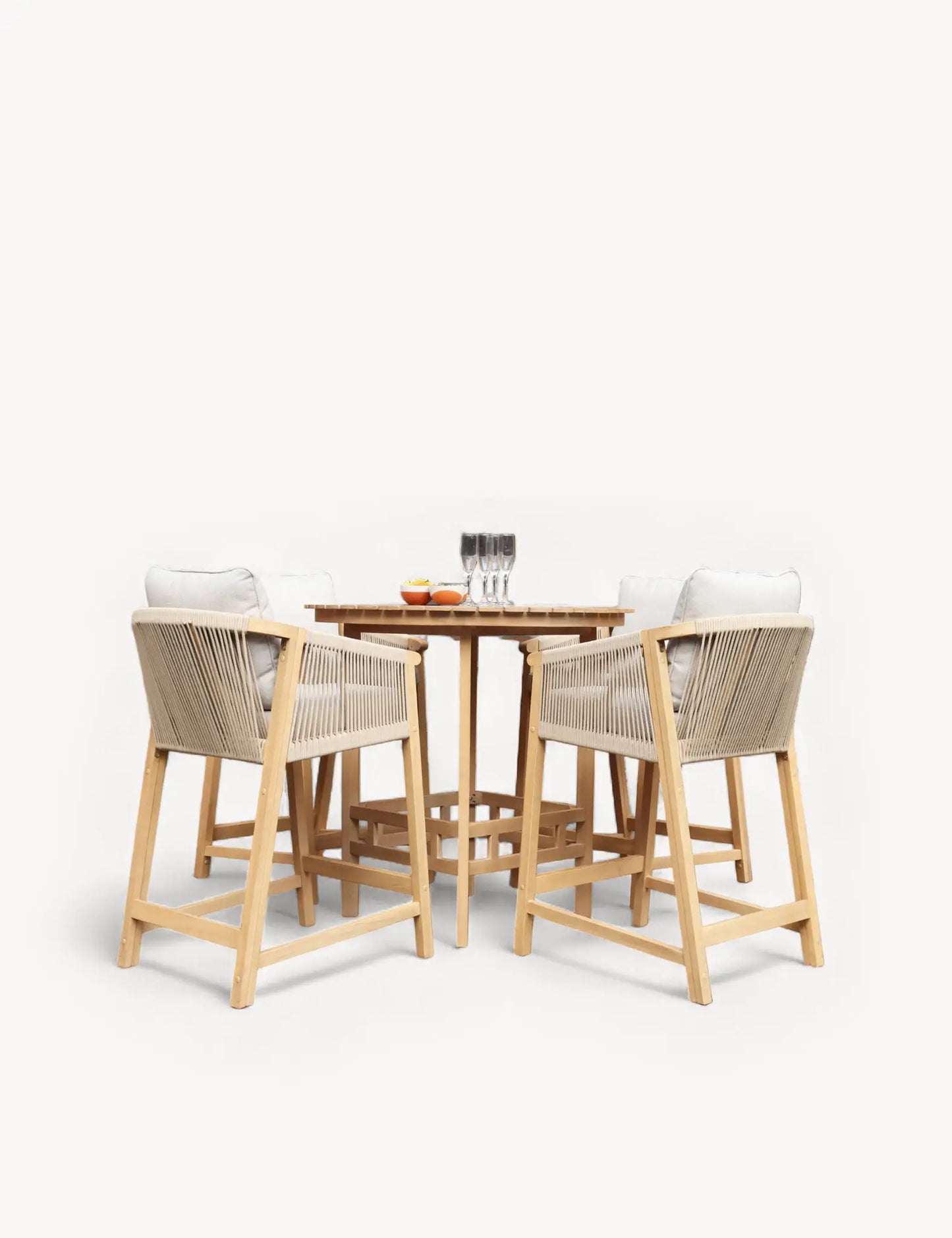 Roma 100cm Round Sunray High Bar Table with 4 Roma Deluxe Bar Stools