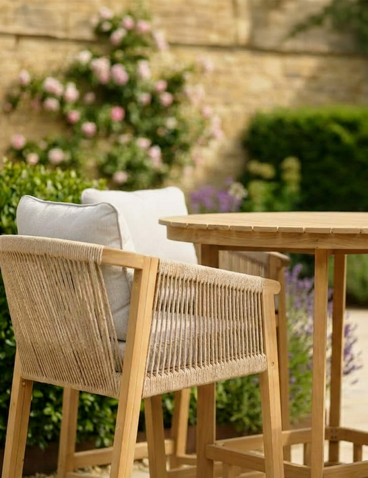Roma 100cm Round Sunray High Bar Table with 4 Roma Deluxe Bar Stools