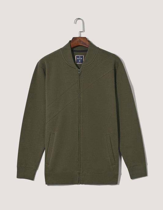 Olive Textured Full Zip Fleece