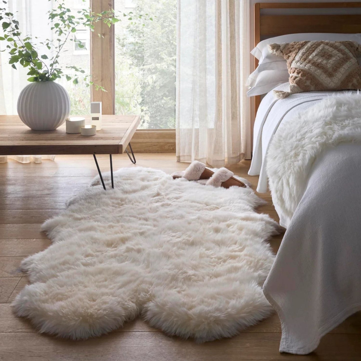 Genuine Natural Cream Sheepskin Faux Fur Rug