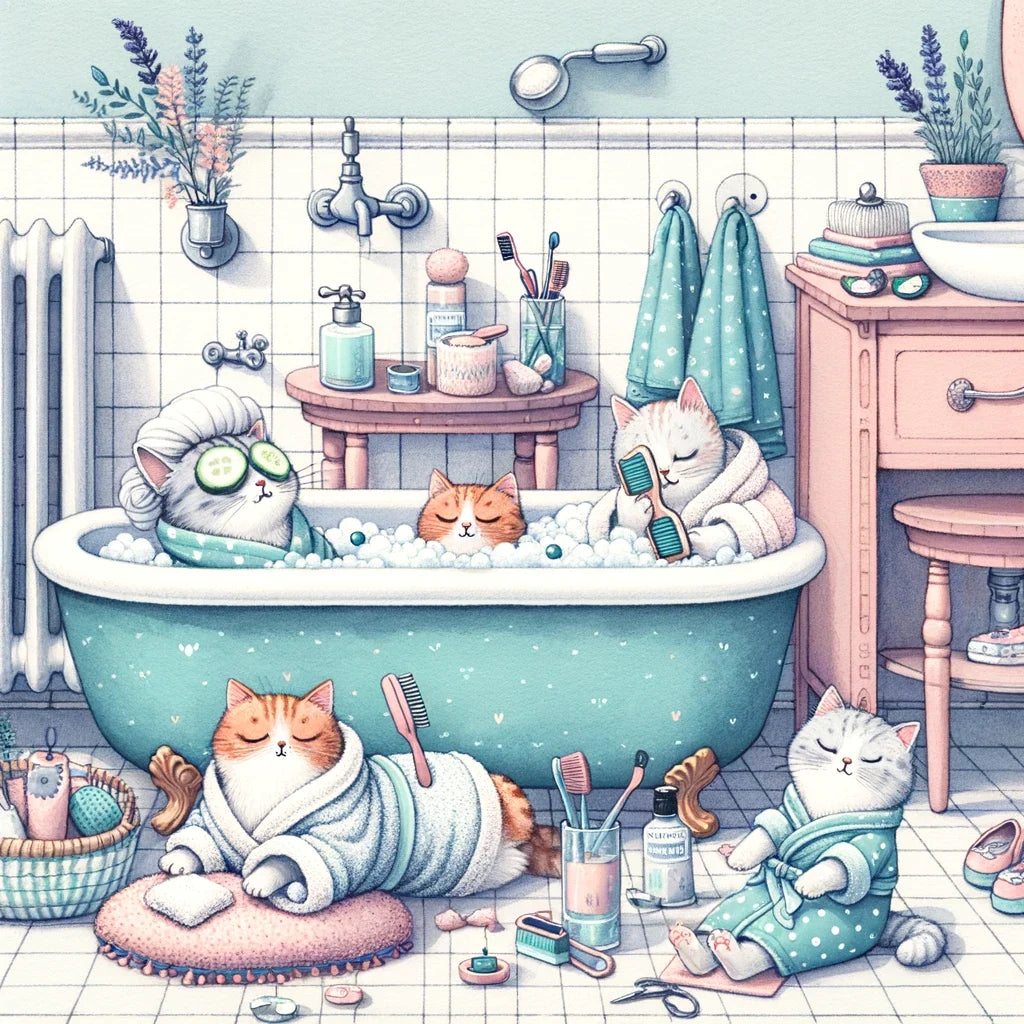 Feline Spa Day Canvas