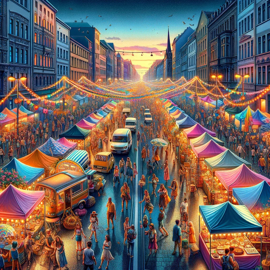 Festival Lights Summer Evening Cotton Cushion