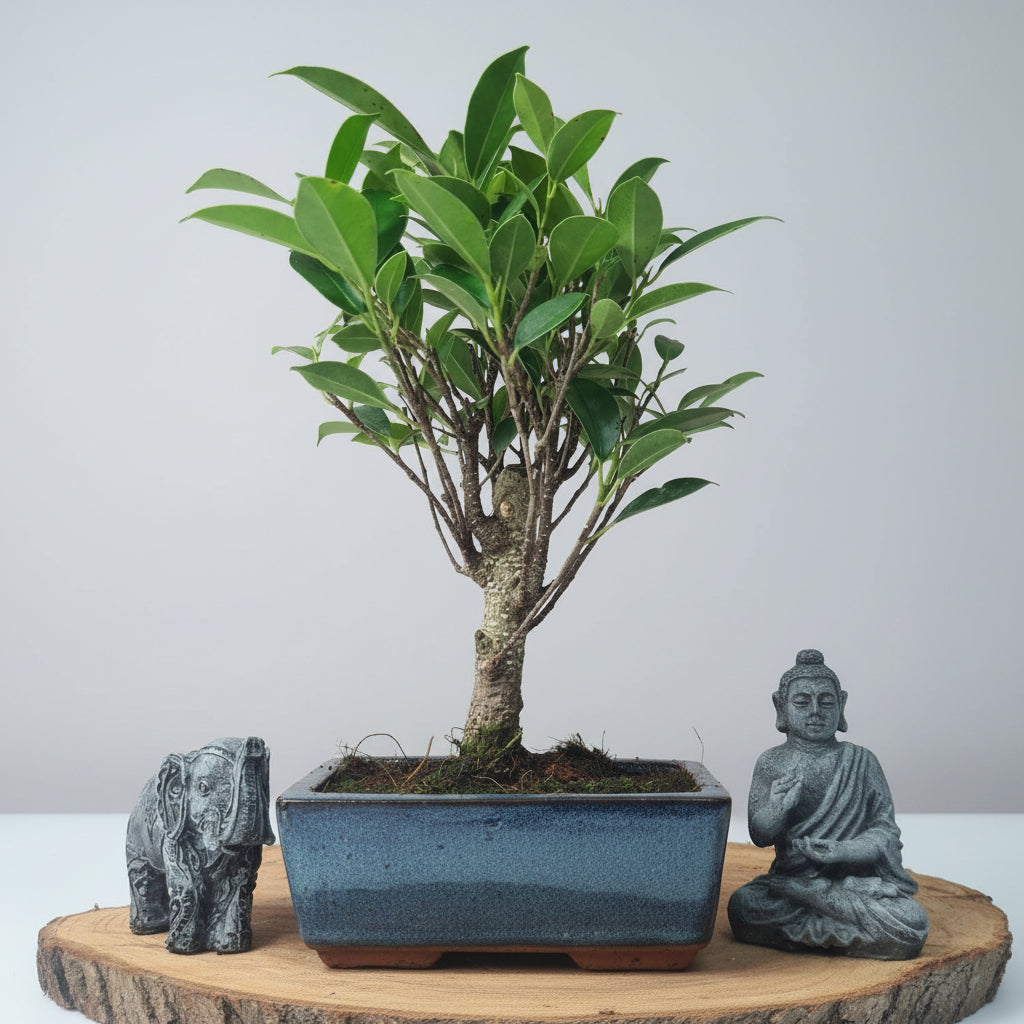 Ficus Microcarpa (Banyan Fig) Indoor Bonsai Tree | Broom | In 15cm Pot