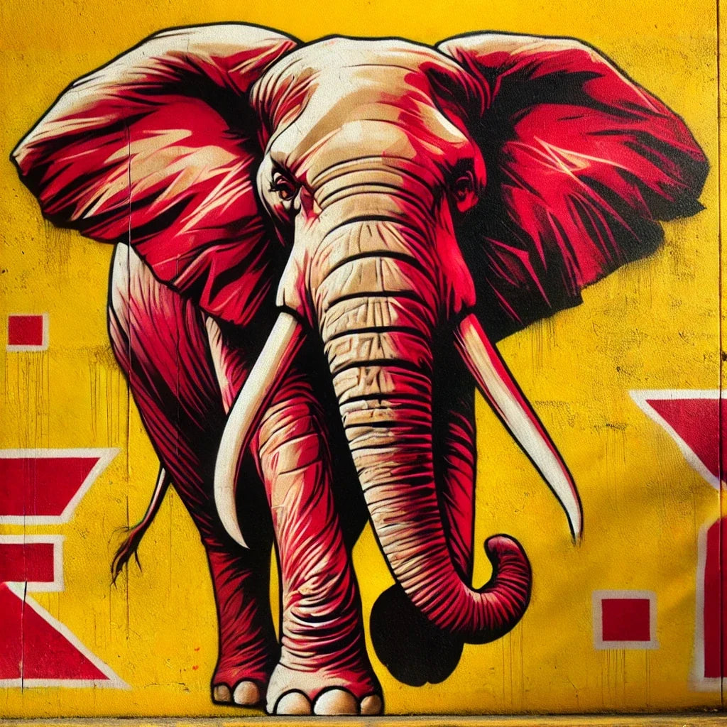 Fierce Graffiti Elephant Canvas