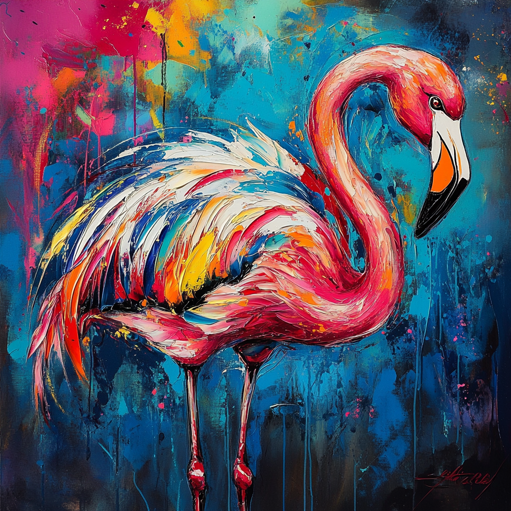 Flamingo's Vibrant Dance Canvas