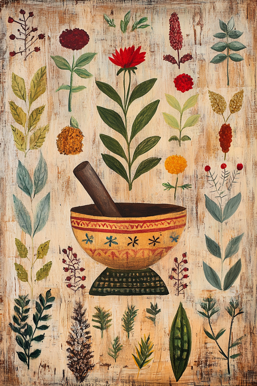 Folk Herbal Canvas