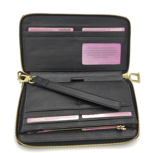 SADDLER FREYA Real Leather Designer RFID Purse & Phone Holder with Strap | Gift Boxed