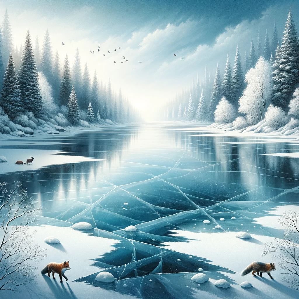 Frozen Lake Tranquility Cotton Cushion