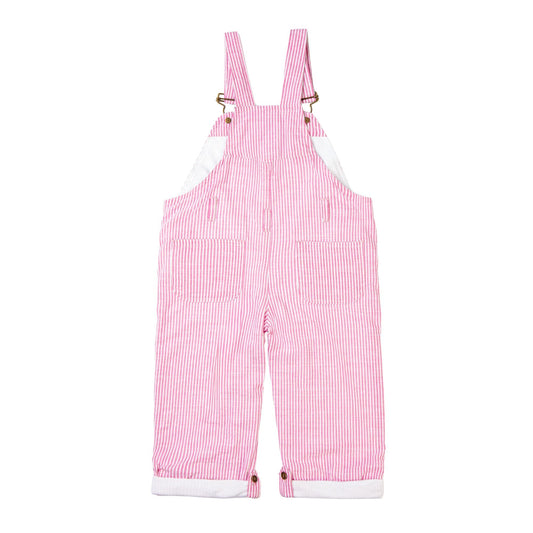 Fuchsia Seersucker Dungarees