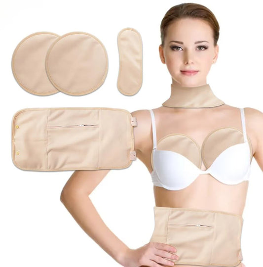 Organic Castor Oil 4 Piece Pack with a Body, a Neck & a Chest/Breast Wrap (Up to 40" Waist)