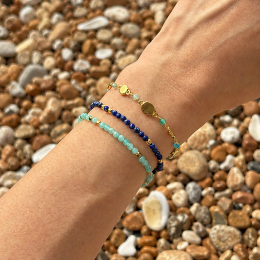 Sofia Nugget Bracelet Amazonite, Apatite, Turquoise & Green White Jade