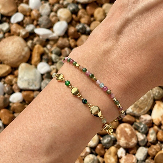 Sofia Nugget Bracelet Green Hydro, Green Jade, Prehnite & Green Aventurine